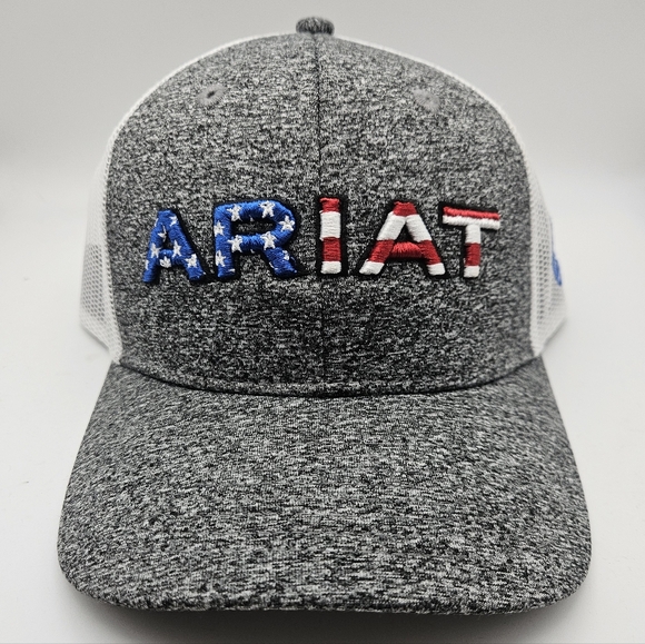 Ariat Other - Ariat Trucker Hat Gray Mesh Snapback USA Flag Logo OSFM